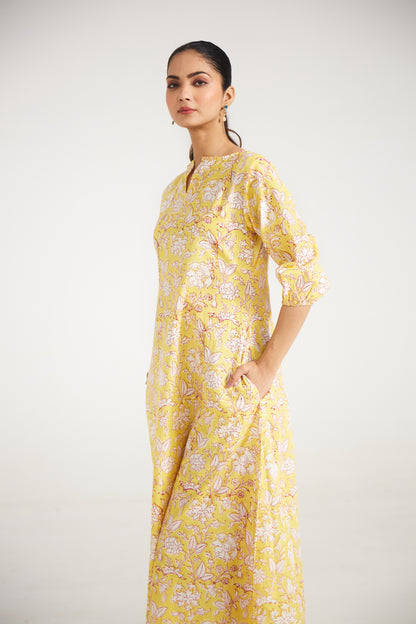 Yellow floral Tunic Set (Set Of Two)