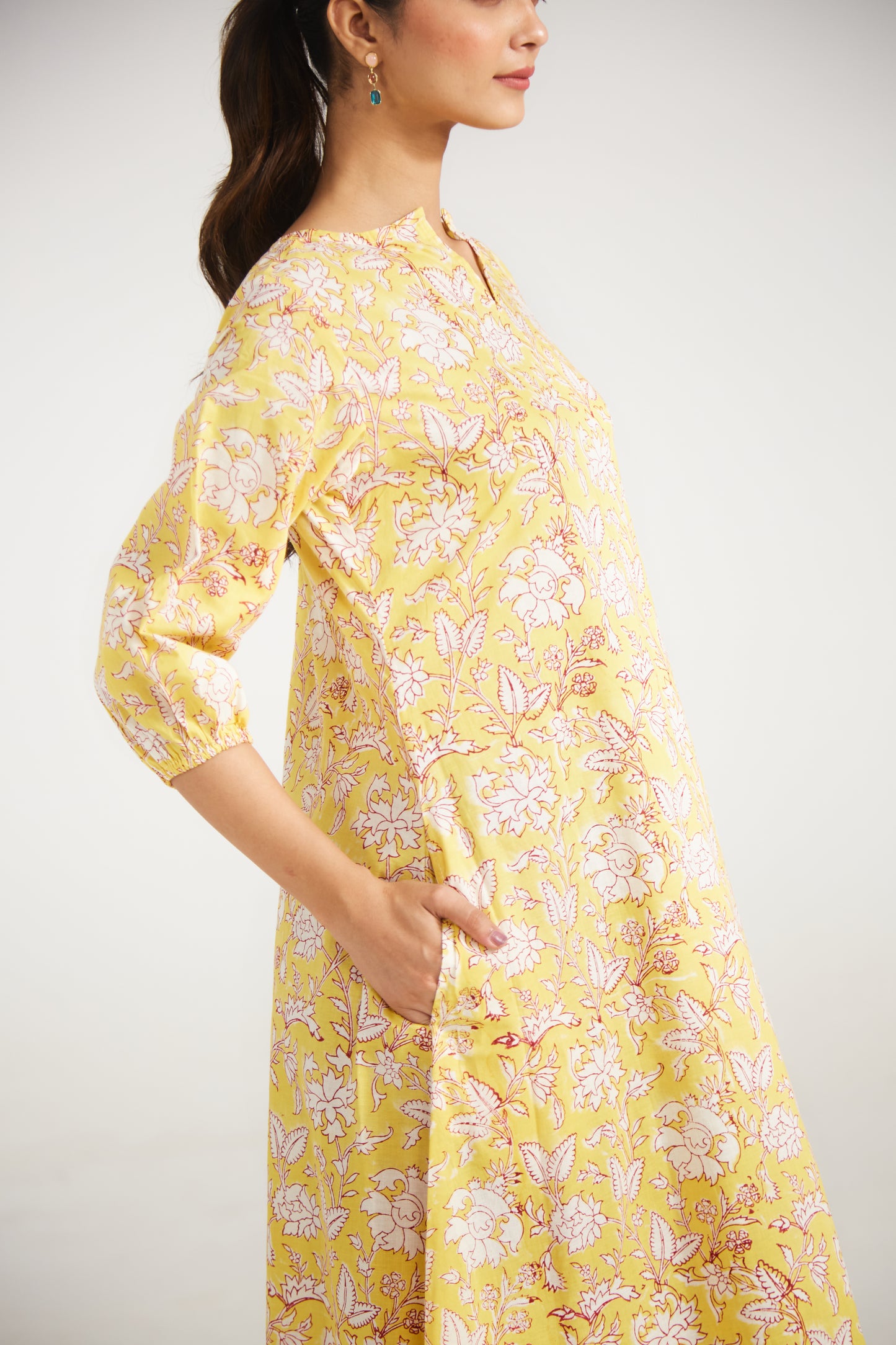 Yellow floral Tunic Set (Set Of Two)