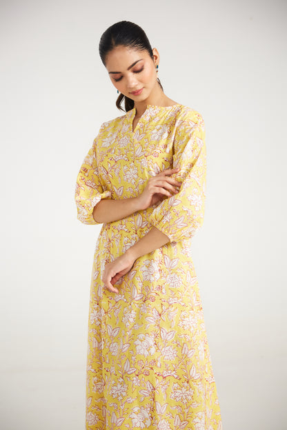 Yellow floral Tunic Set (Set Of Two)