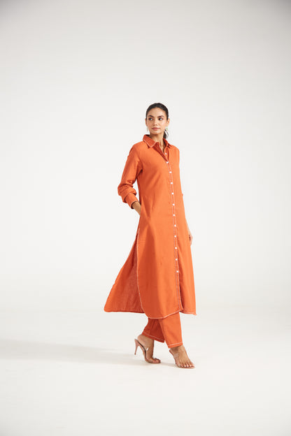 Rust Shirt Co-ord Set (Set Of Two)