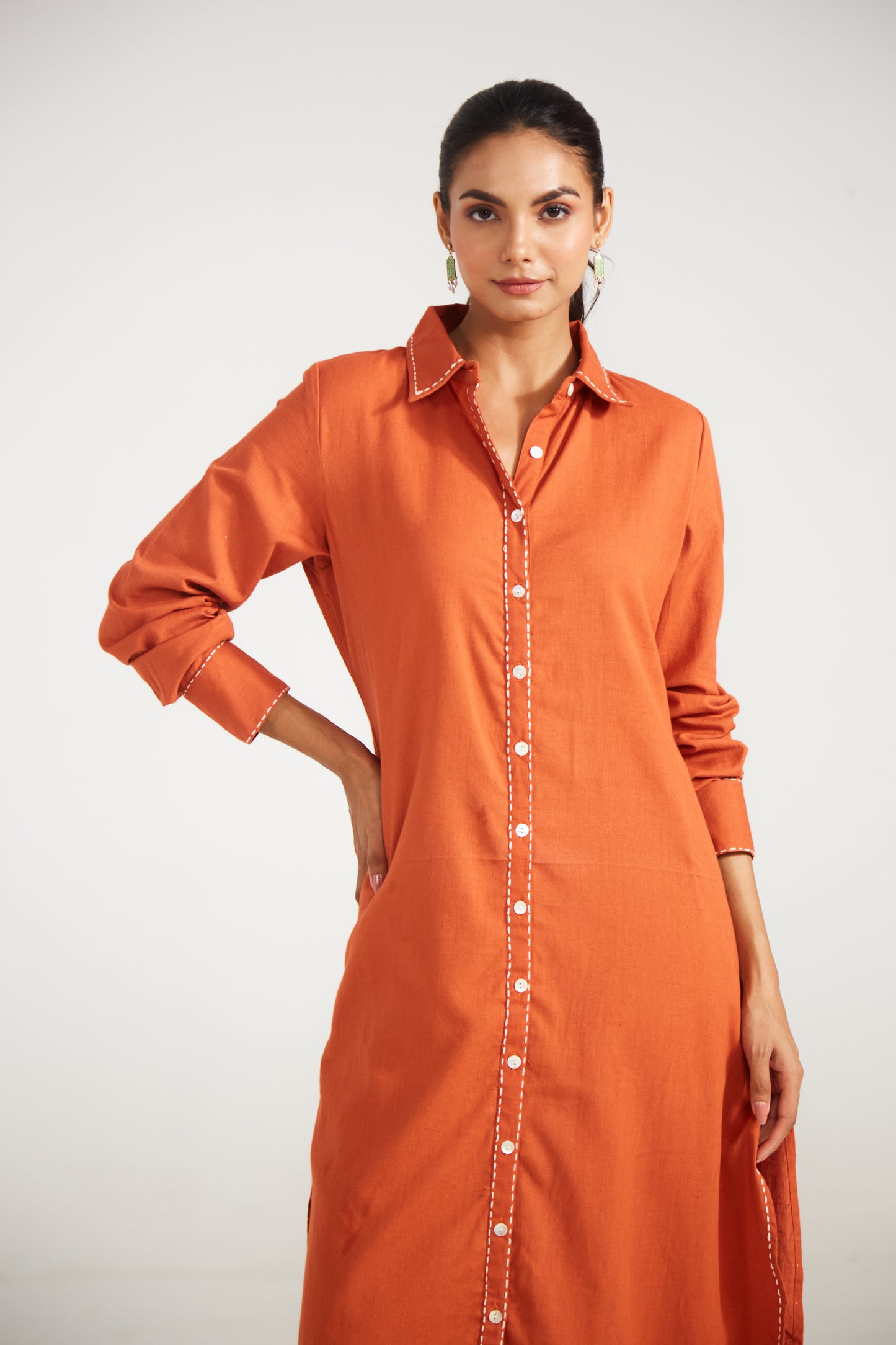 Rust Shirt Co-ord Set (Set Of Two)