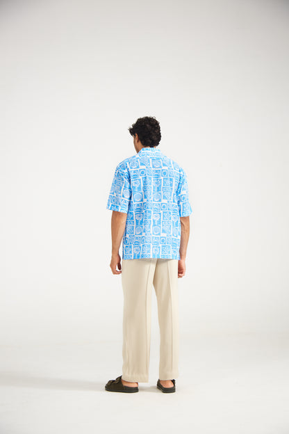 Azure Coast Printed Cotton Shirt