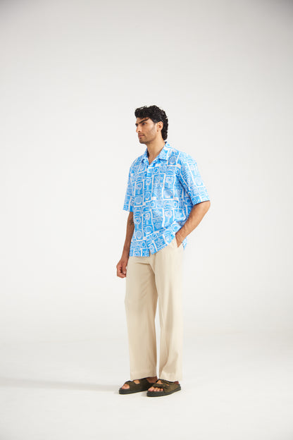 Azure Coast Printed Cotton Shirt