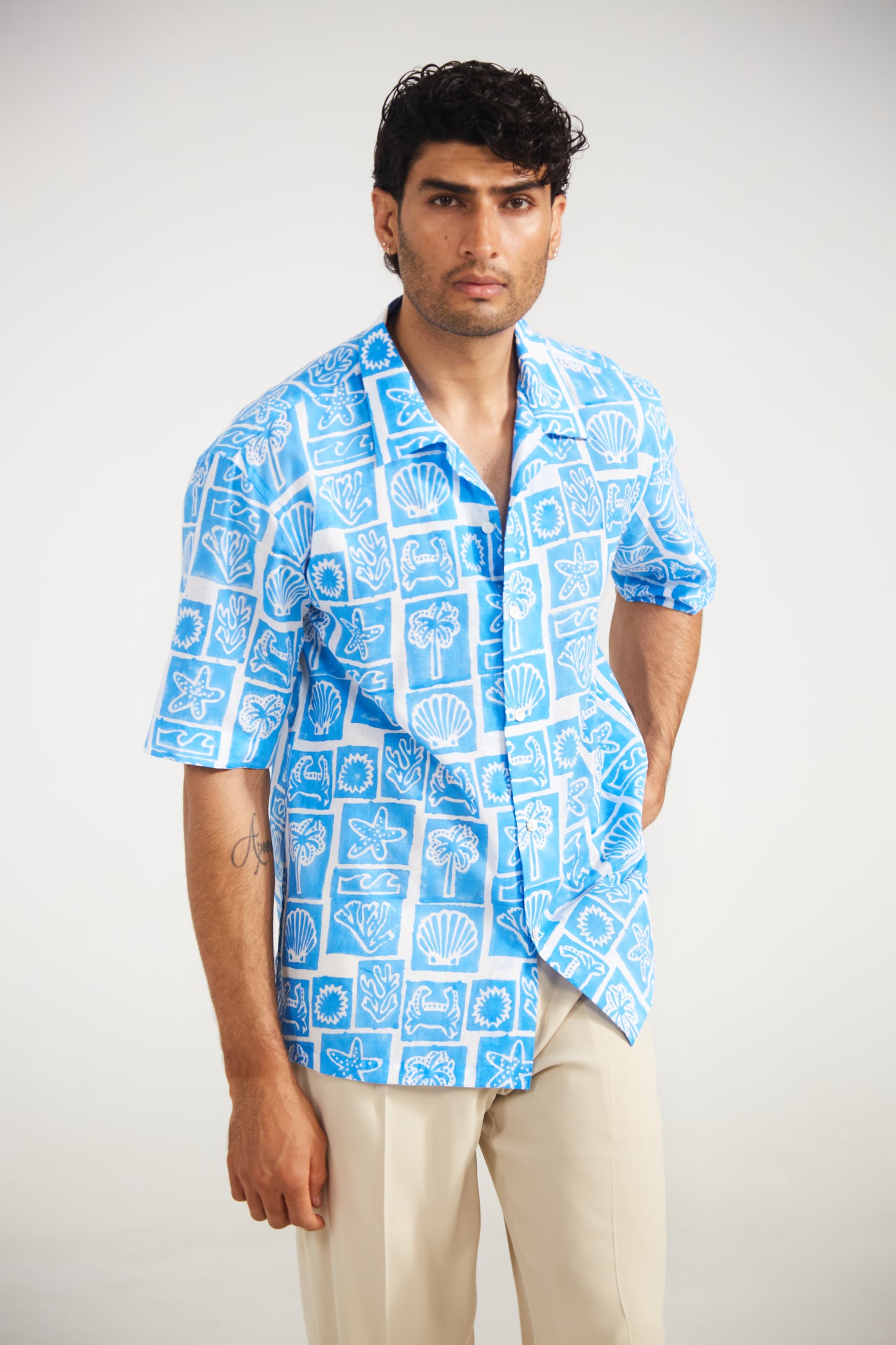 Azure Coast Printed Cotton Shirt