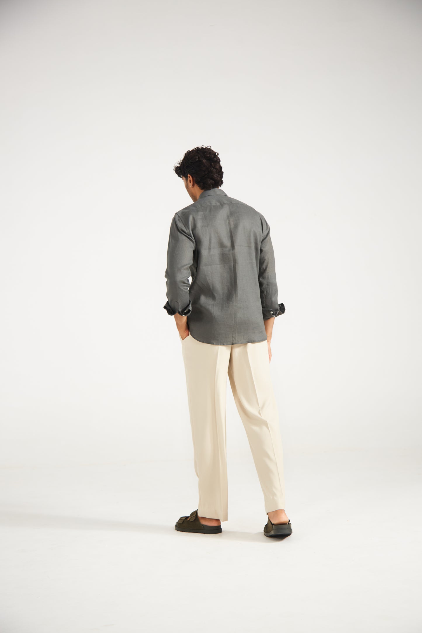 Beige Straight Fit Trousers