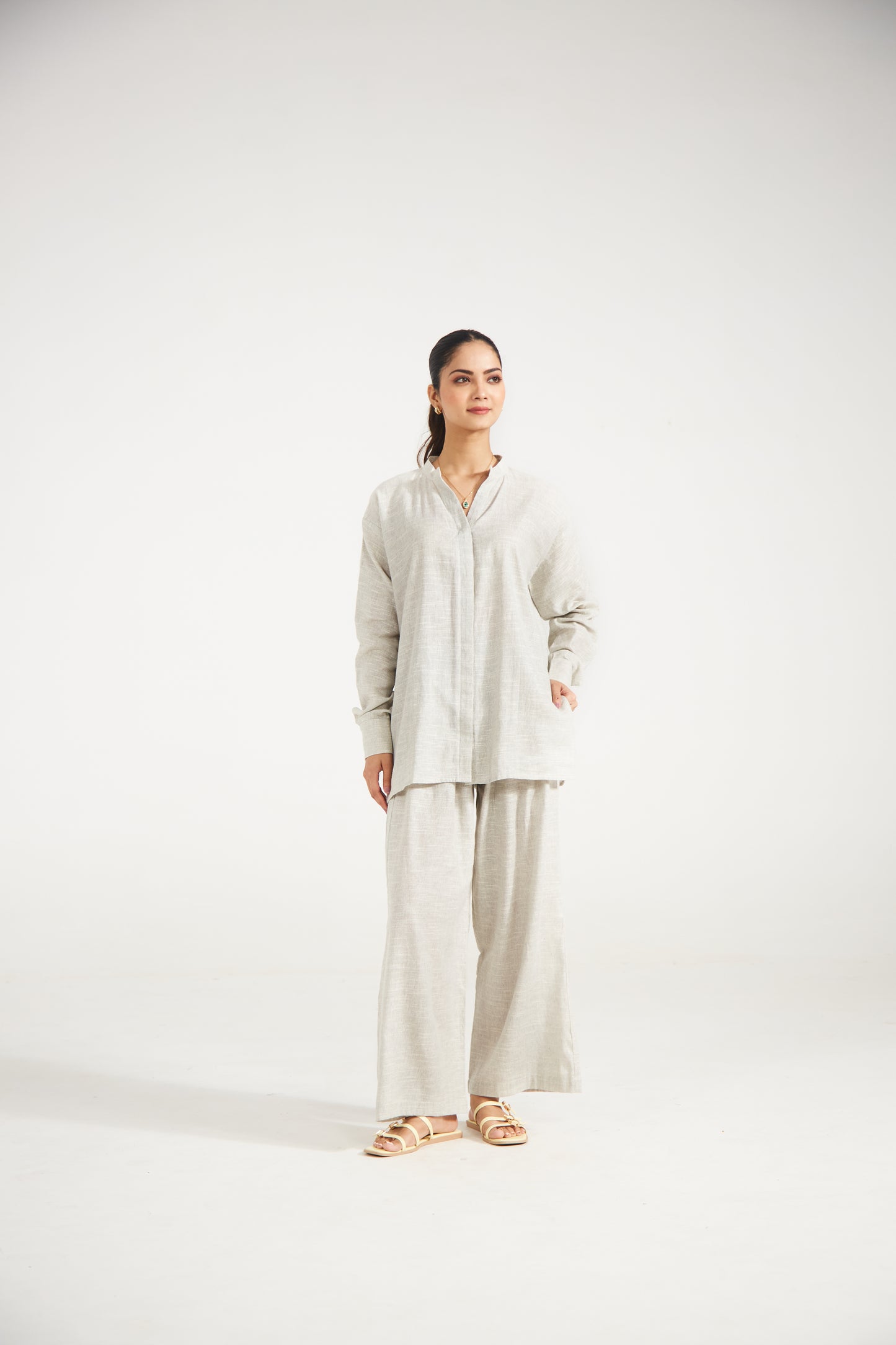 Grey Cotton Co-ord Set (Set Of Two)