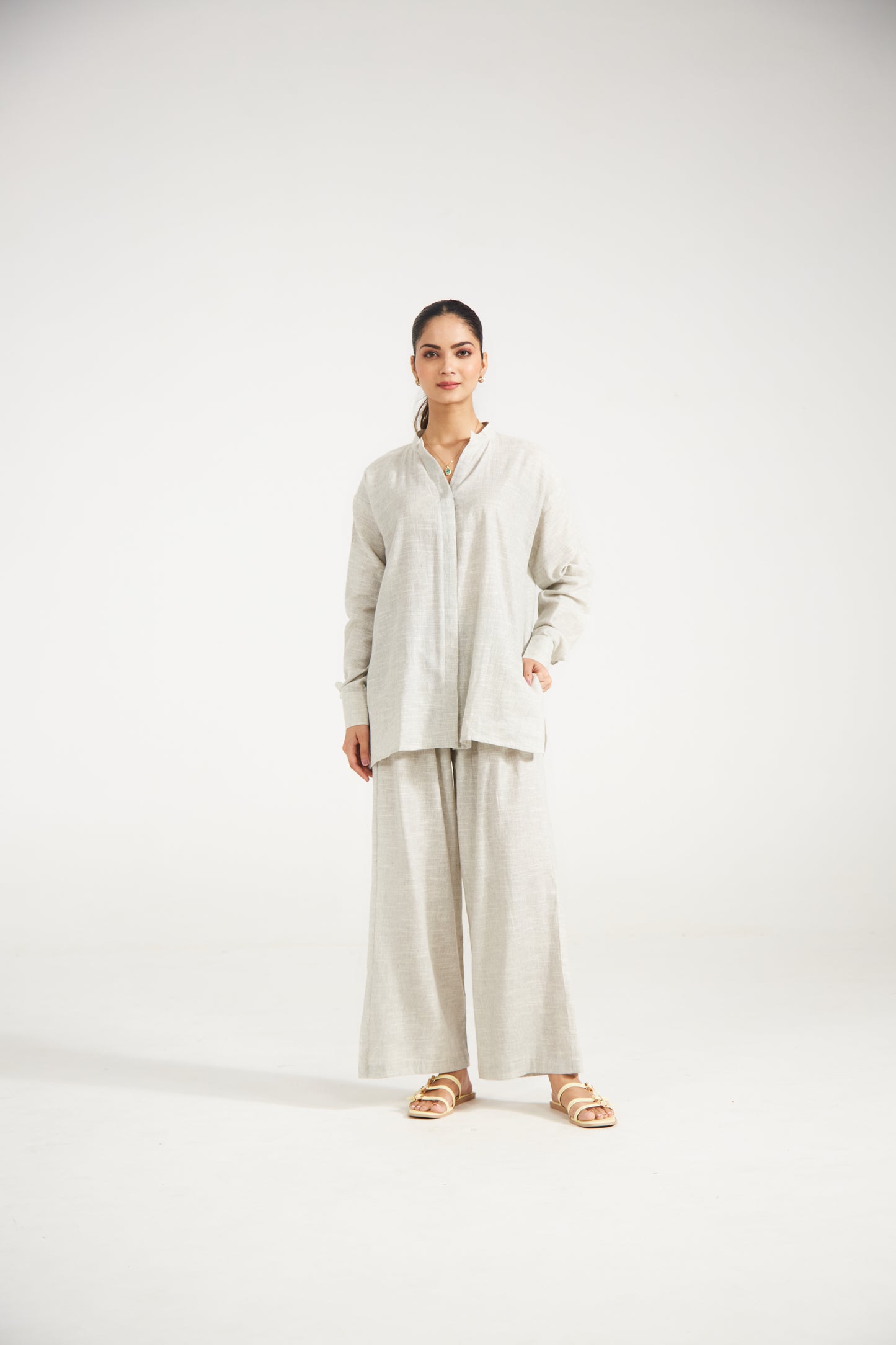 Grey Cotton Co-ord Set (Set Of Two)