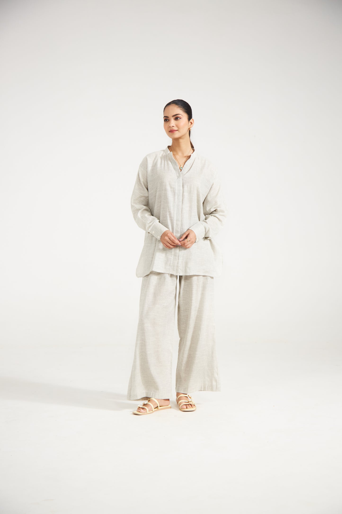 Grey Cotton Co-ord Set (Set Of Two)