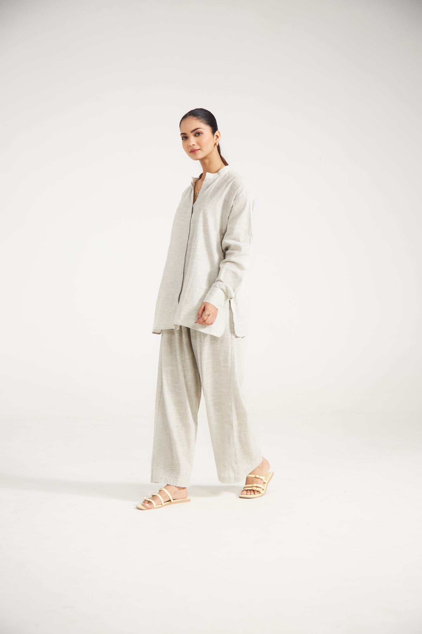 Grey Cotton Co-ord Set (Set Of Two)