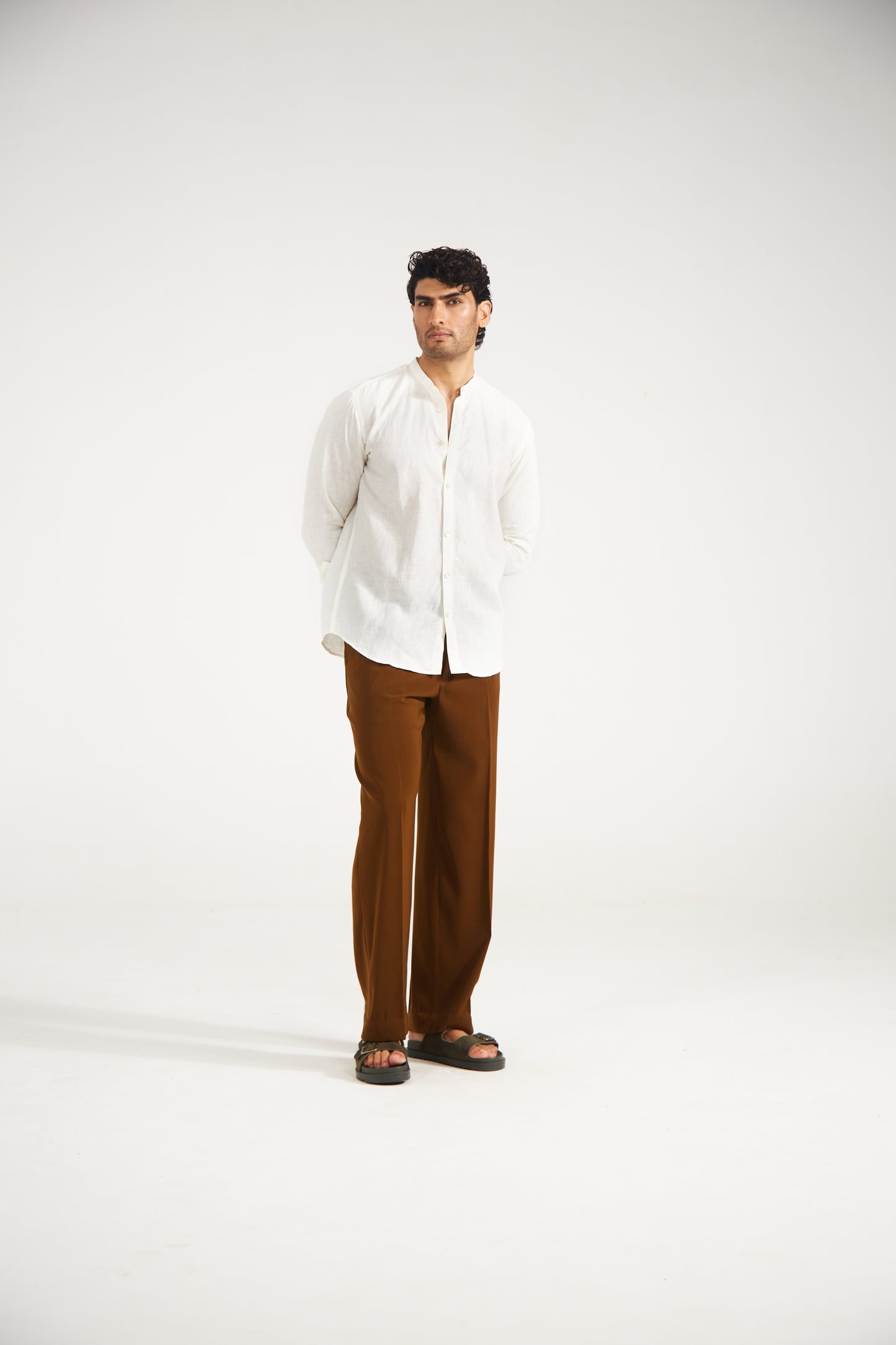 Men’s Solid White Pure Linen Shirt