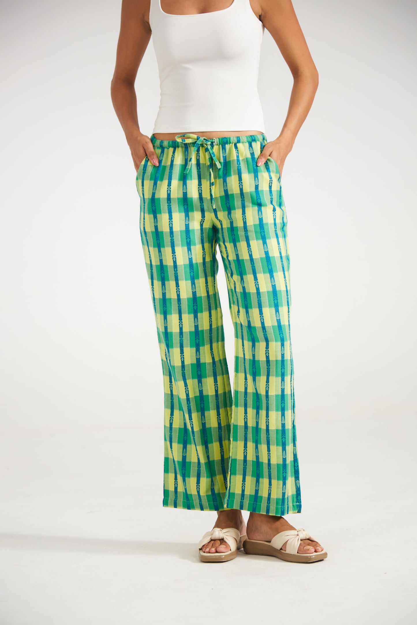Lime & Teal Striped Pants