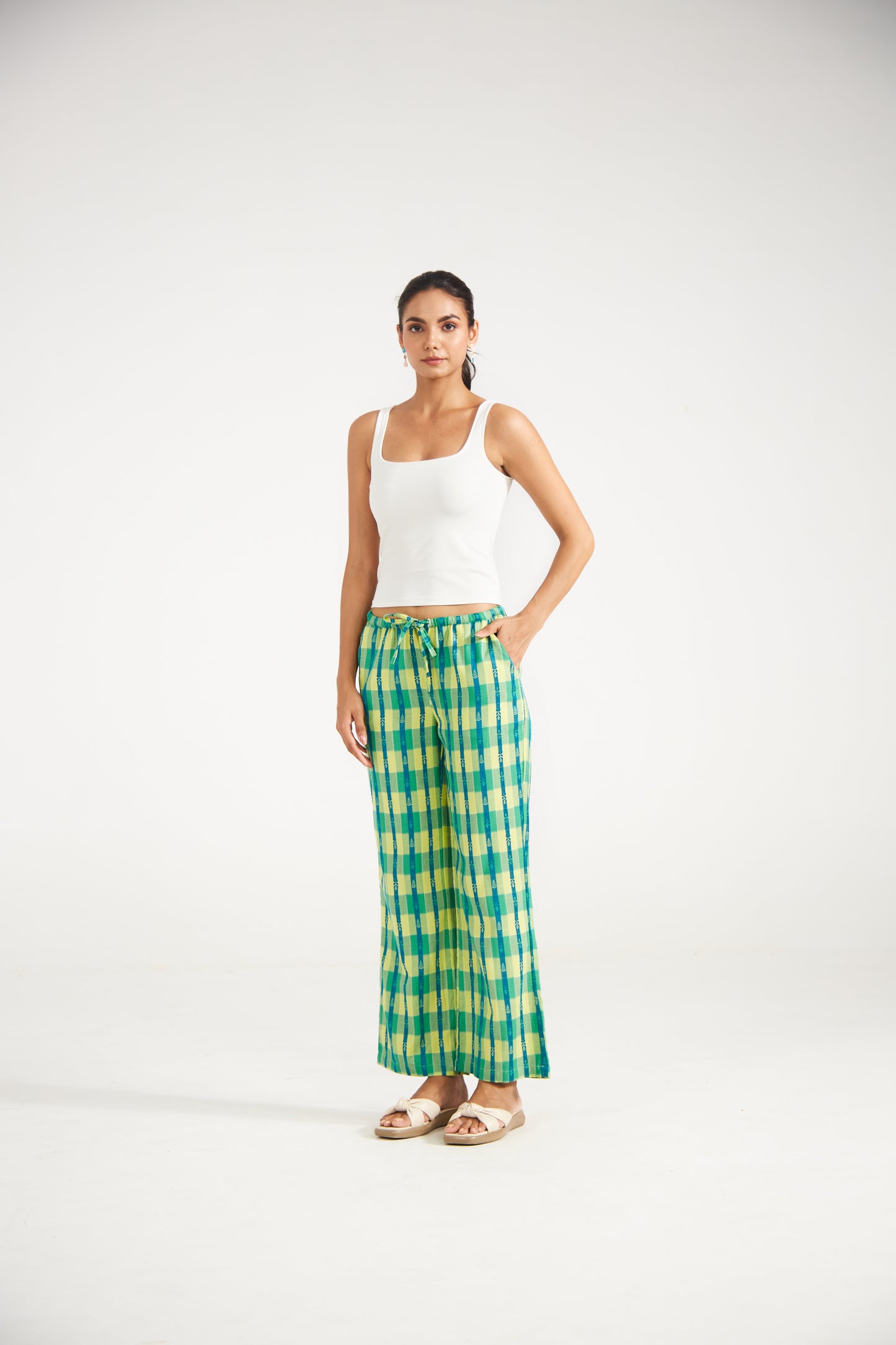 Lime & Teal Striped Pants