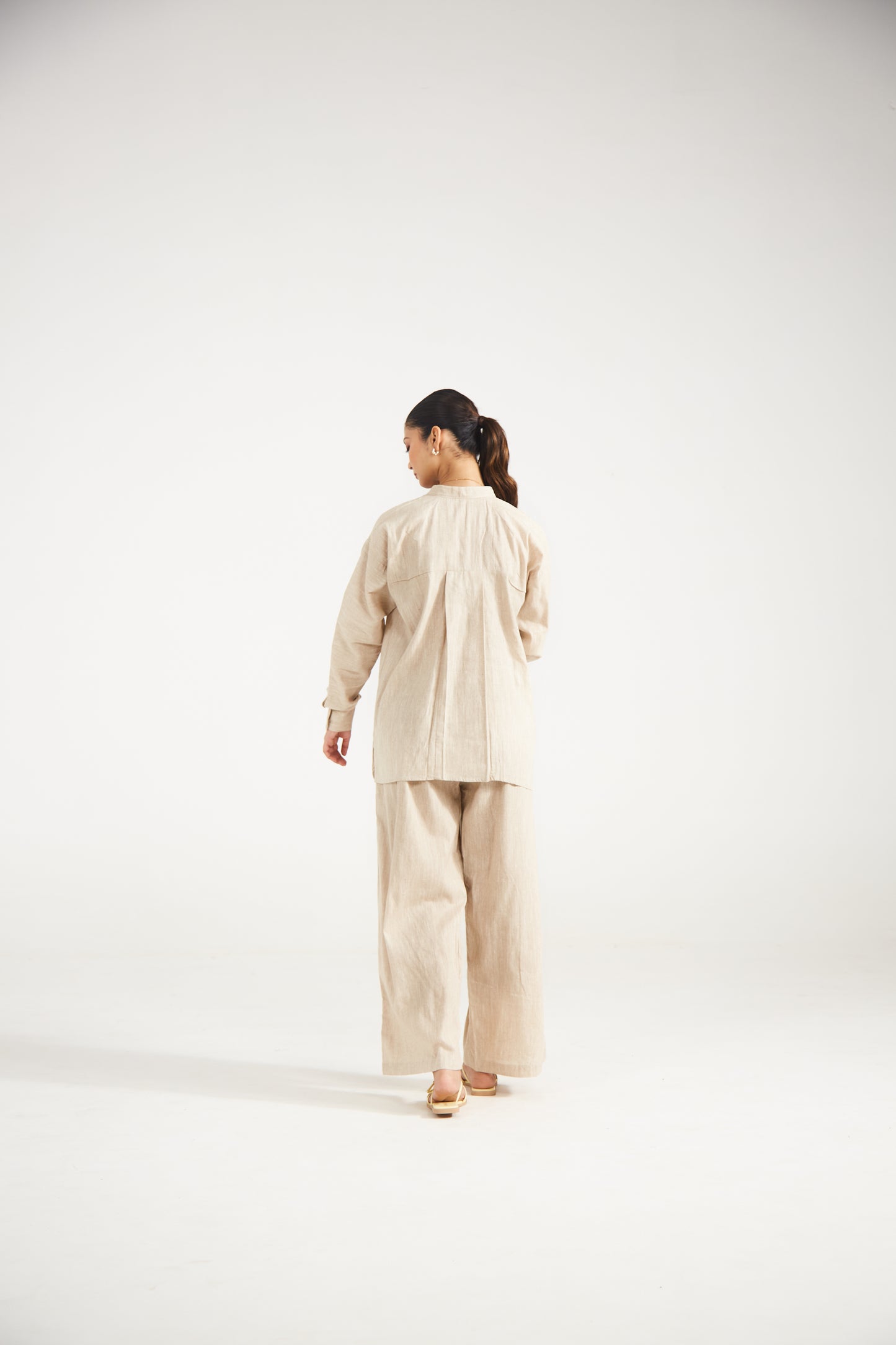 Biege Cotton Co-ord Set (Set Of Two)