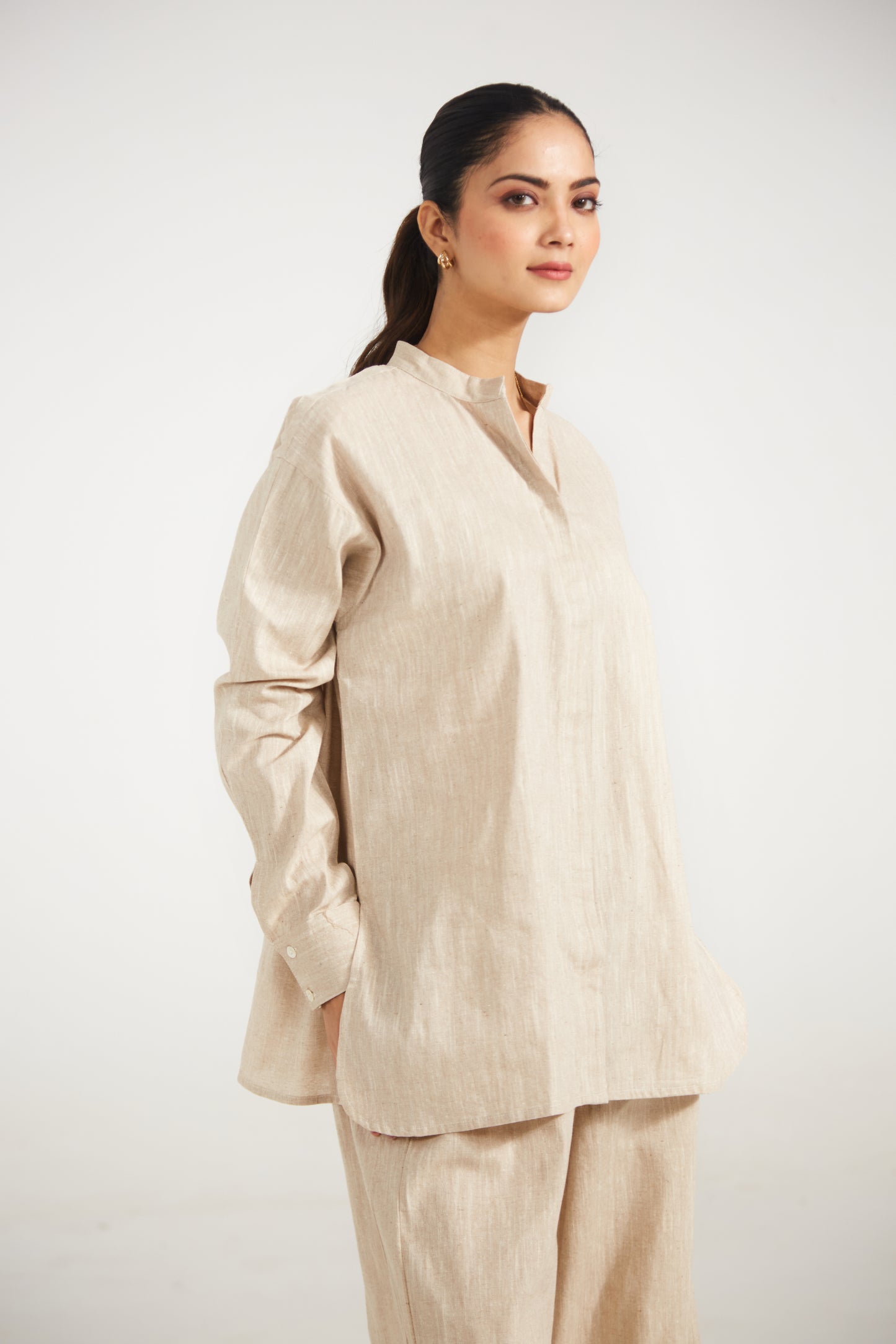 Biege Cotton Co-ord Set (Set Of Two)