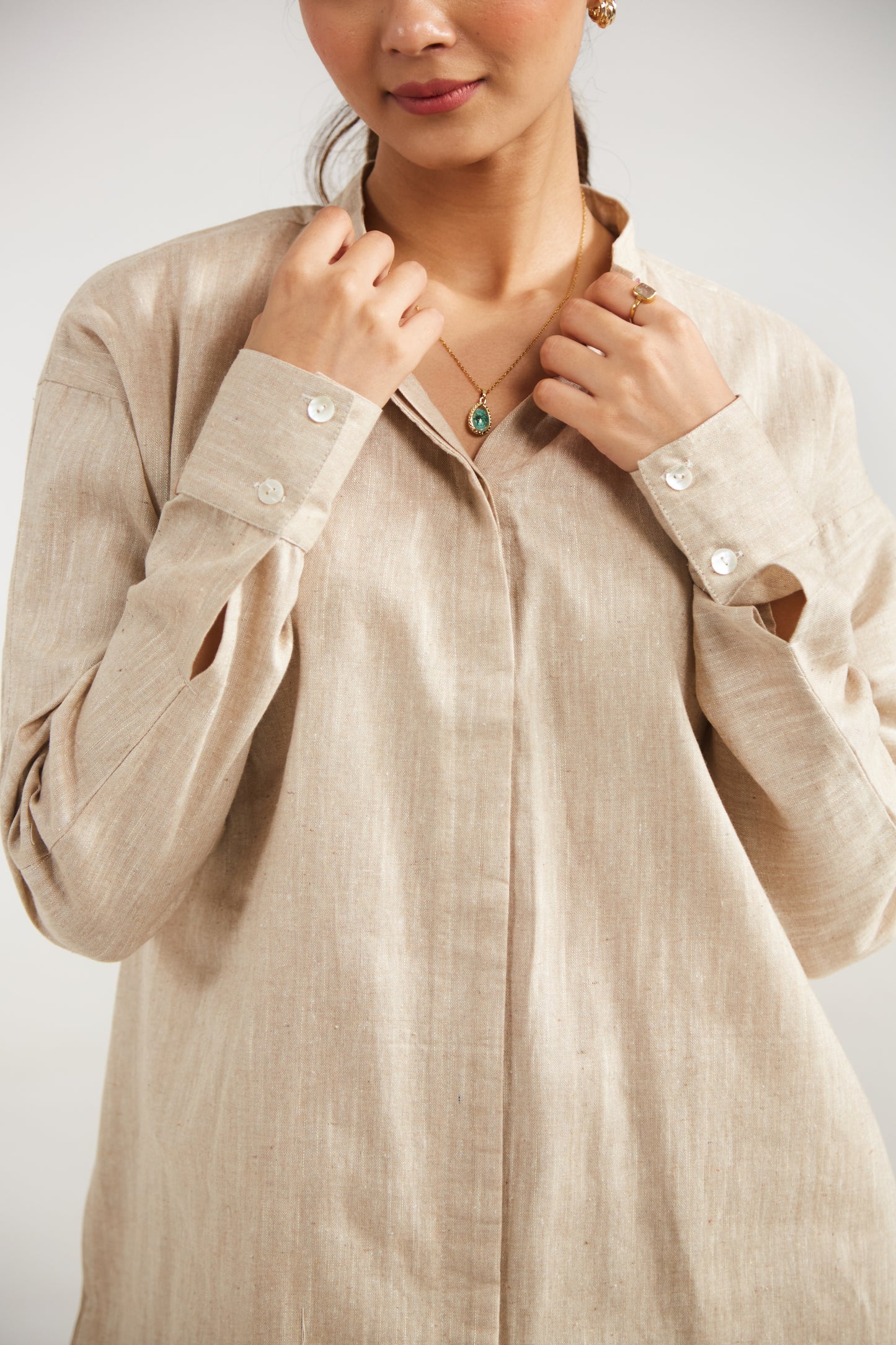 Biege Cotton Co-ord Set (Set Of Two)