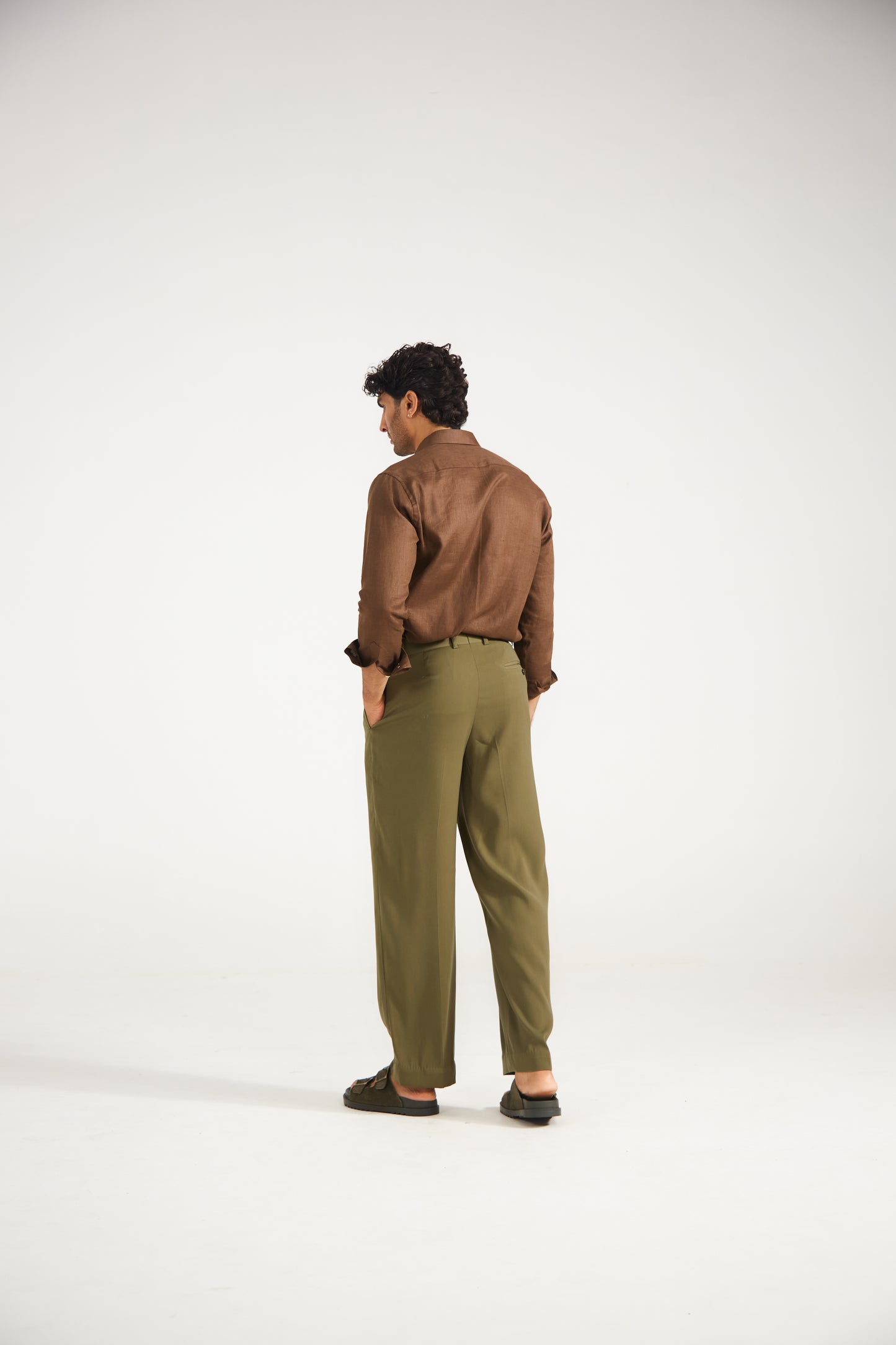 Olive green Straight Fit Trousers