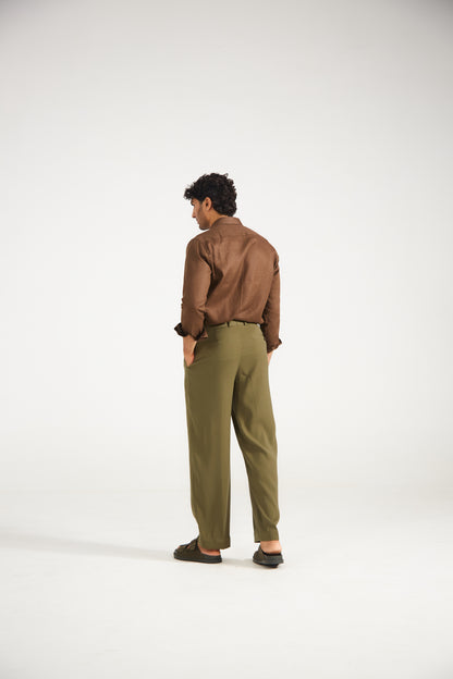 Olive green Straight Fit Trousers