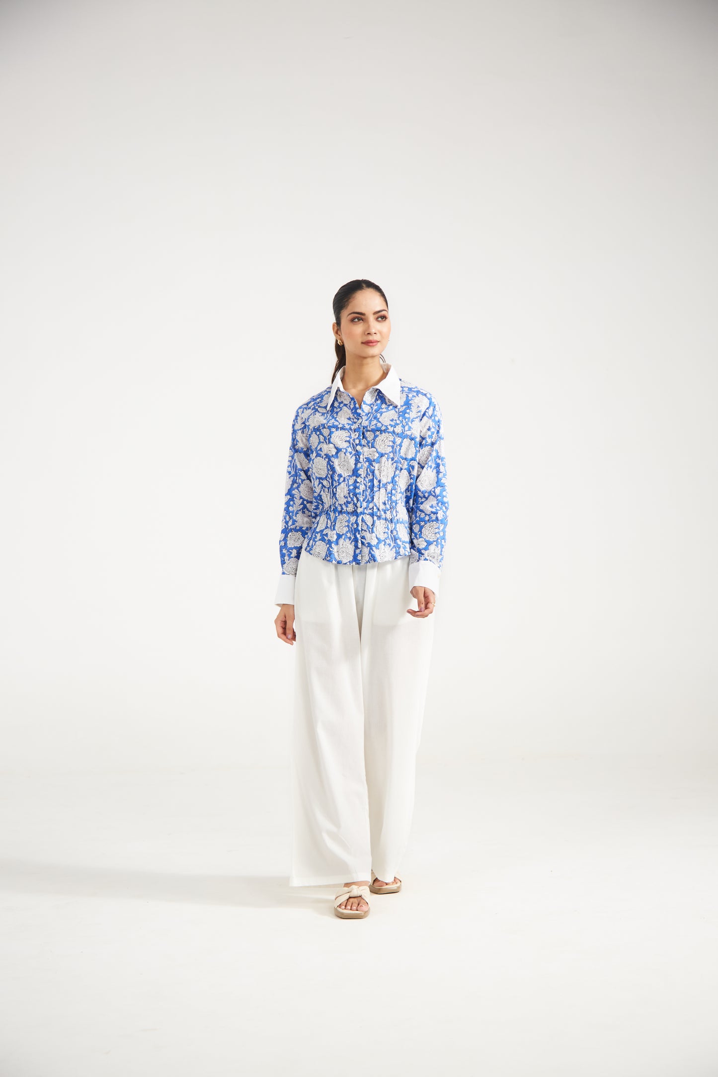 Azure Bloom Cotton Shirt