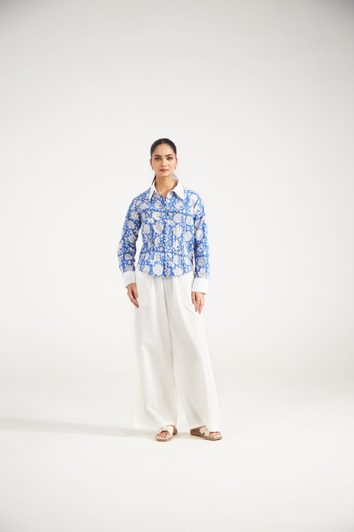 Azure Bloom Cotton Shirt