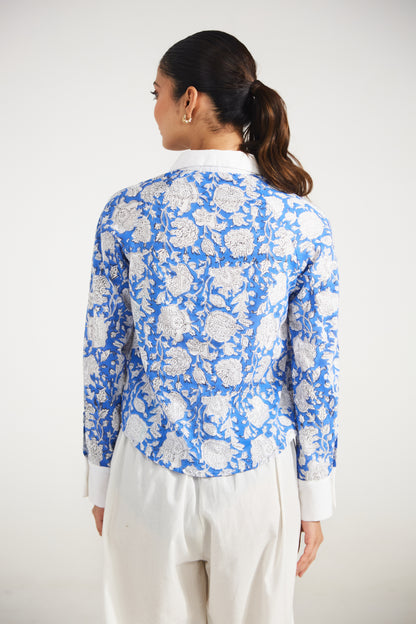 Azure Bloom Cotton Shirt