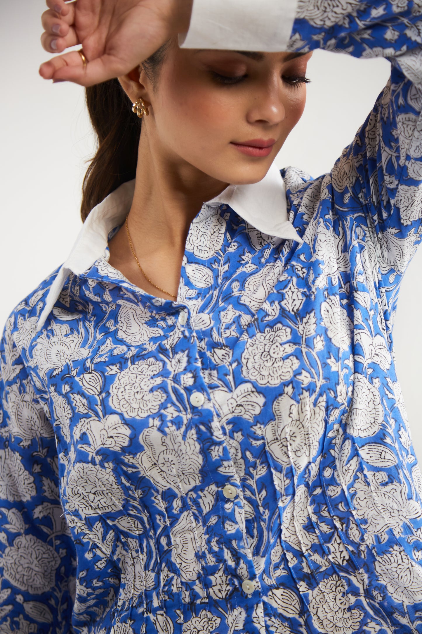 Azure Bloom Cotton Shirt