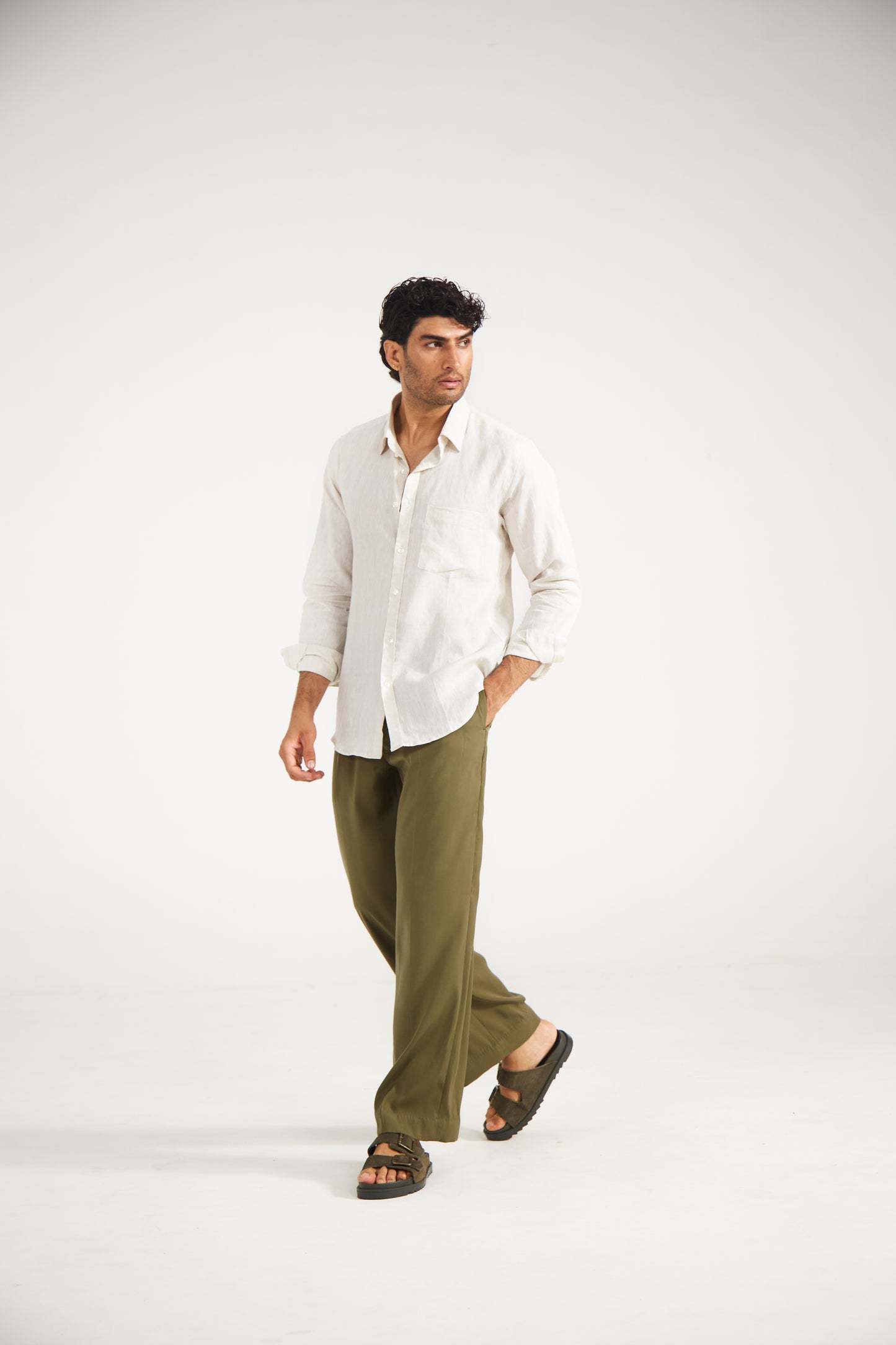 Men’s Solid Off White Pure Linen Shirt