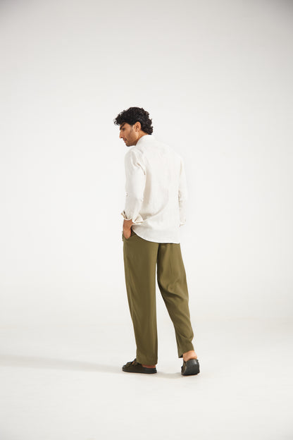 Men’s Solid Off White Pure Linen Shirt