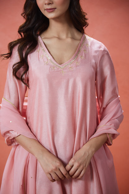 Blush Noor Embroidered Suit Set (Set Of Three)