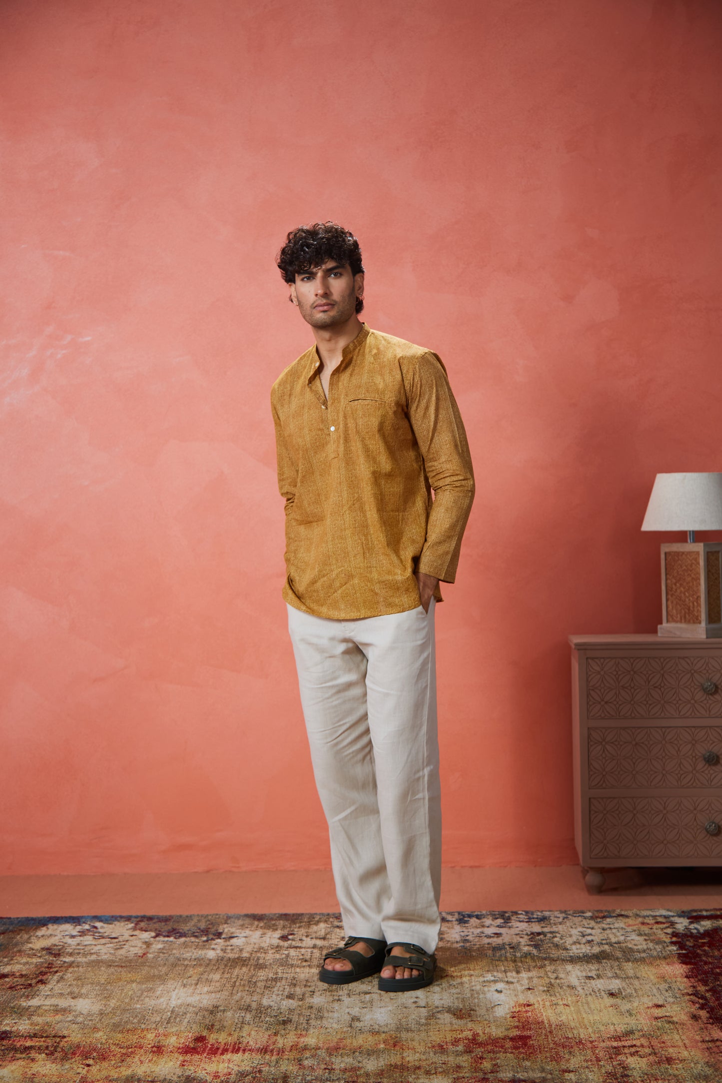 Mustard Cotton Kurta Shirt