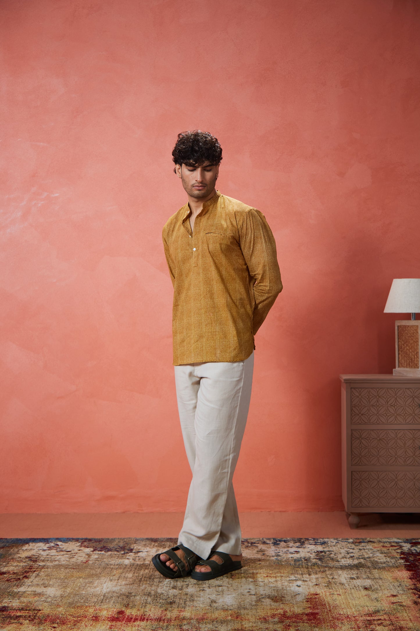 Mustard Cotton Kurta Shirt