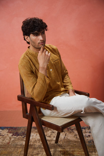 Mustard Cotton Kurta Shirt
