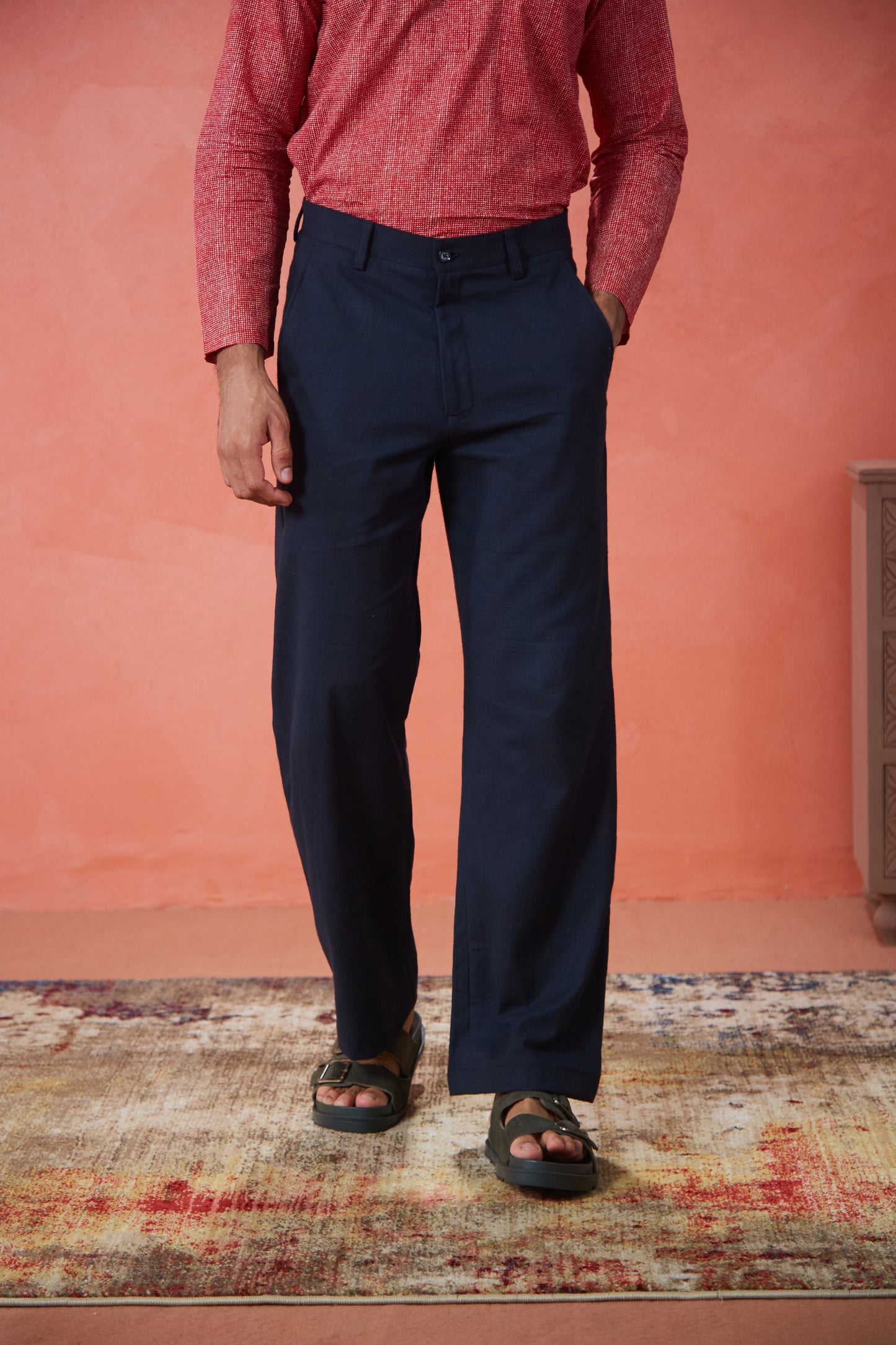 Black Linen Straight Fit Pants