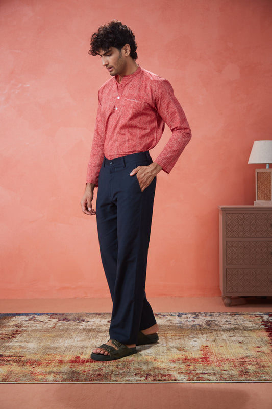 Black Linen Straight Fit Pants