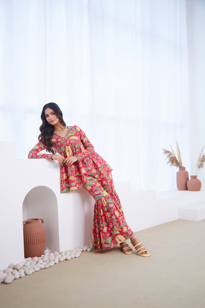 Gulbahaar Floral Sharara Set (Set Of Two)