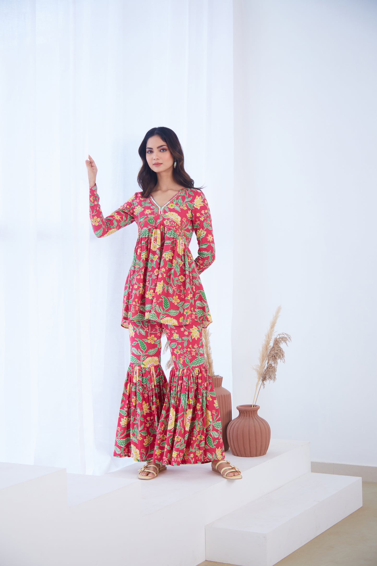 Gulbahaar Floral Sharara Set (Set Of Two)