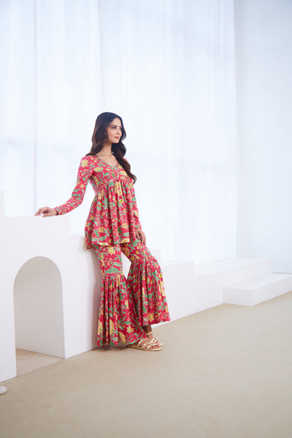 Gulbahaar Floral Sharara Set (Set Of Two)