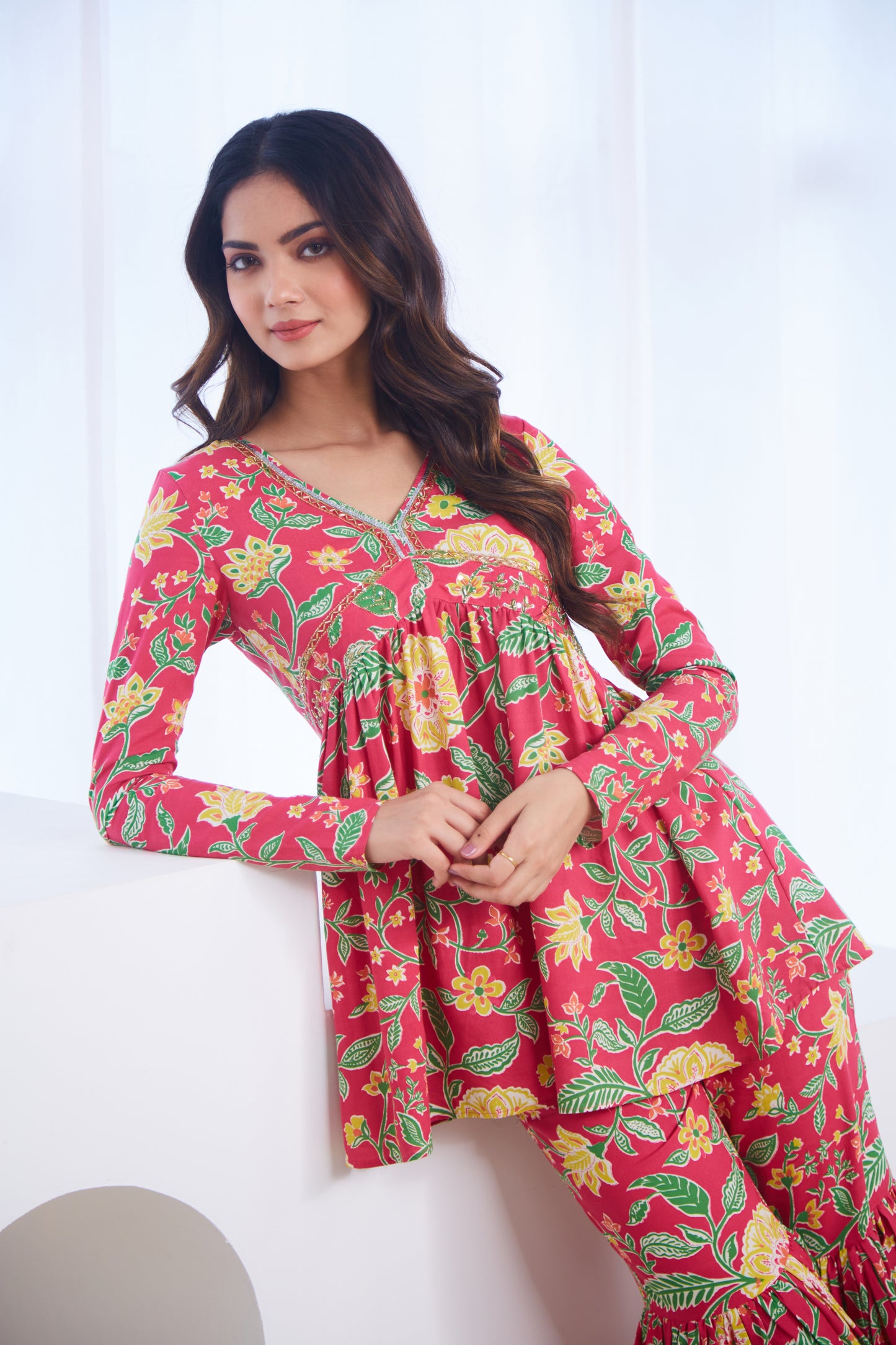 Gulbahaar Floral Sharara Set (Set Of Two)
