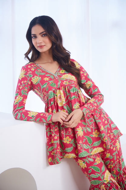 Gulbahaar Floral Sharara Set (Set Of Two)