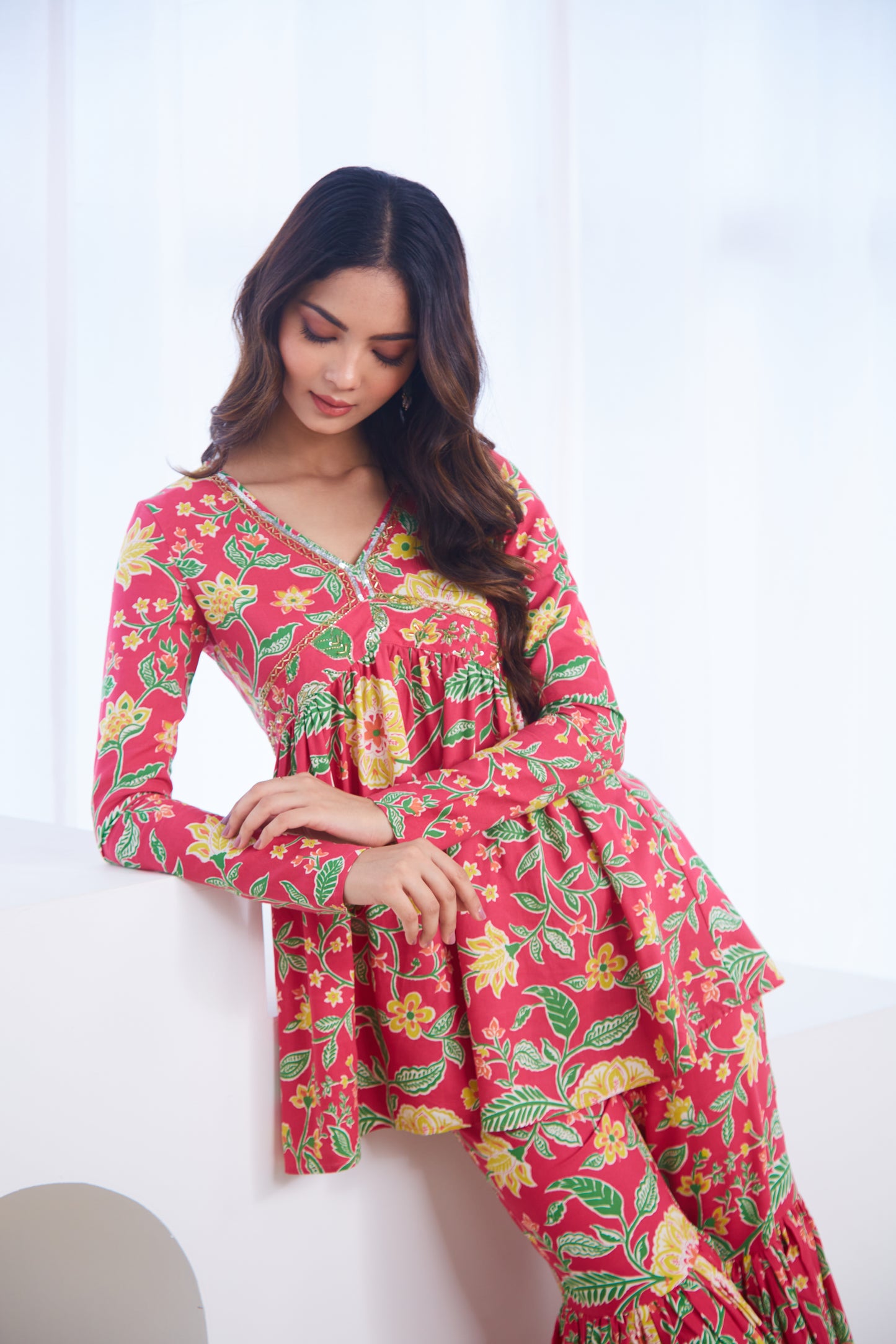 Gulbahaar Floral Sharara Set (Set Of Two)