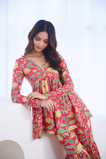Gulbahaar Floral Sharara Set (Set Of Two)
