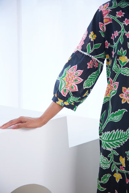 Black Floral Bloom Tunic Set (Set Of Two)