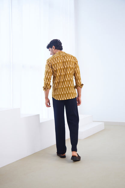 Mustard Yellow Ikat Cotton Shirt