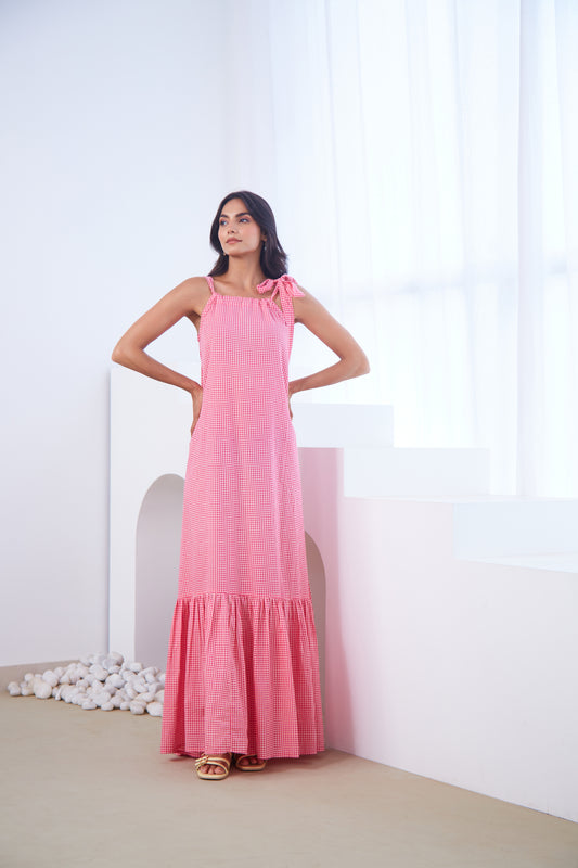 Blush Tie-Up Maxi Dress