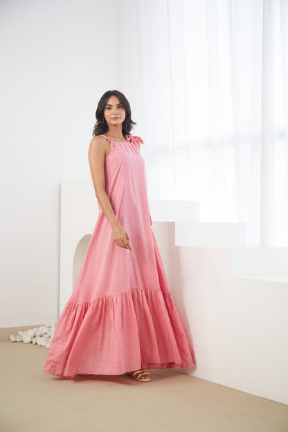 Blush Tie-Up Maxi Dress
