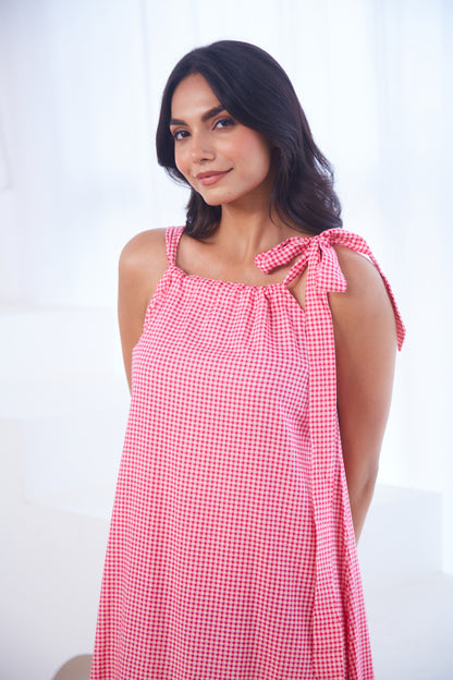 Blush Tie-Up Maxi Dress