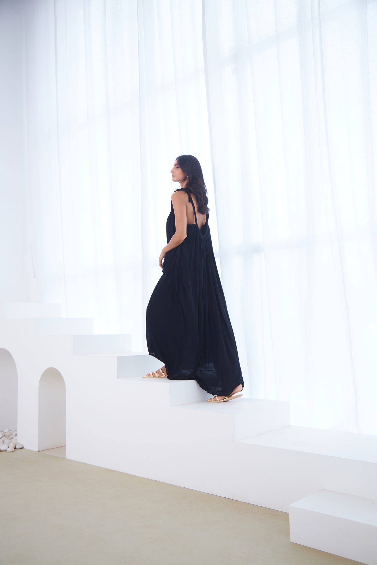 Black Tie Up Maxi Dress