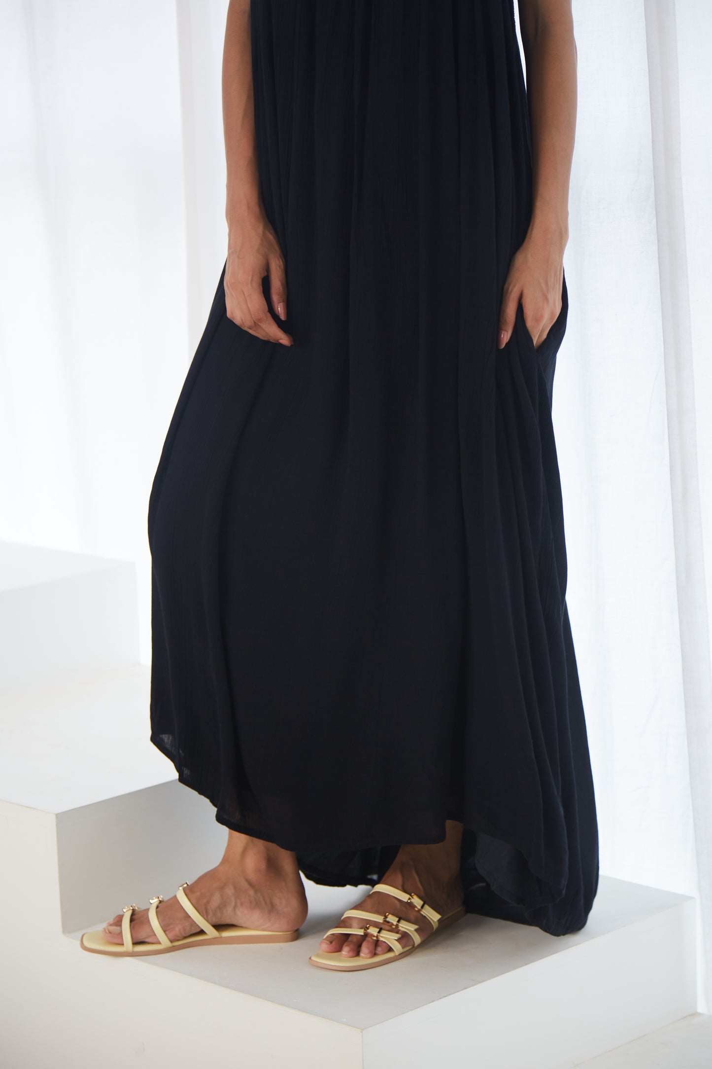 Black Tie Up Maxi Dress
