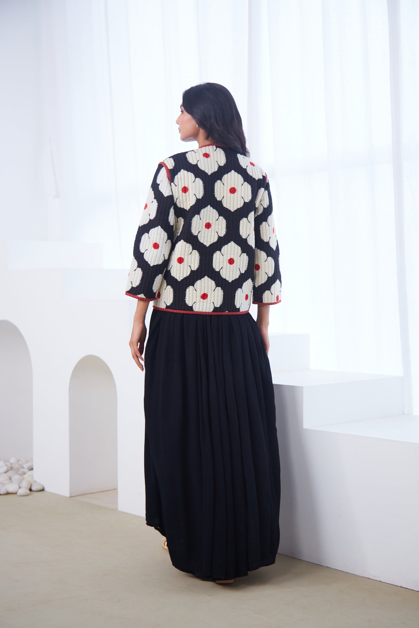 Black Quilted Cotton Jacket