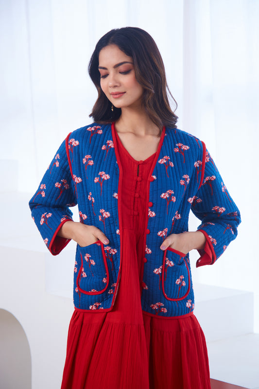 Blue Quilted Cotton Jacket