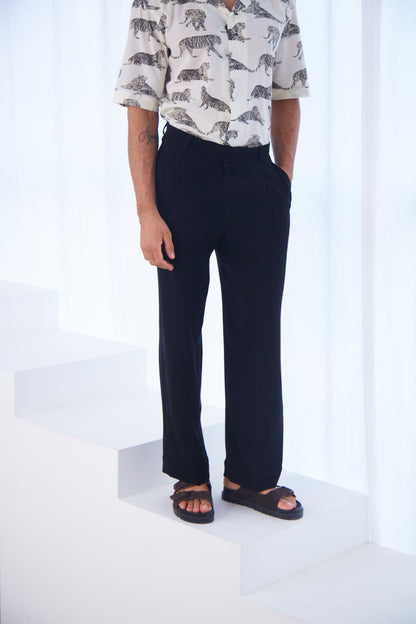Black Straight Fit Trousers